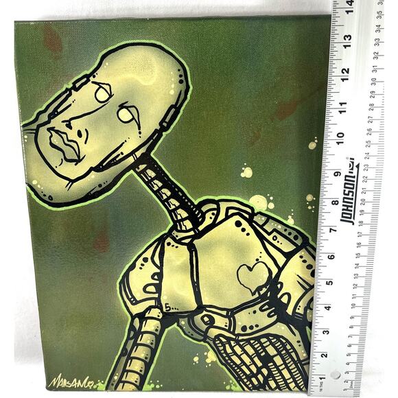Matt Marsango “Chance” Original Acrylic Spray Paint Robot Figure 11x14 Signed - Picture 4 of 5